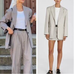 NEW DISSH Harley Oversized Boyfriend Blazer AU8/US4 Stone Gray Grey